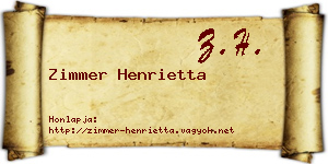 Zimmer Henrietta névjegykártya